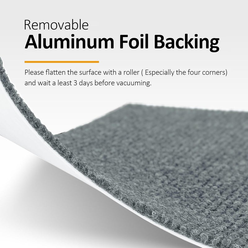 FunStick 24"x160" Large Carpet Squares Carpet Tiles with Padding Attached for Bedroom Living Room Dark Grey Non Slip Indoor Outdoor Carpet Tiles Roll Peel and Stick Floor Tile for Kitchen Rugs Stairs - Image 4